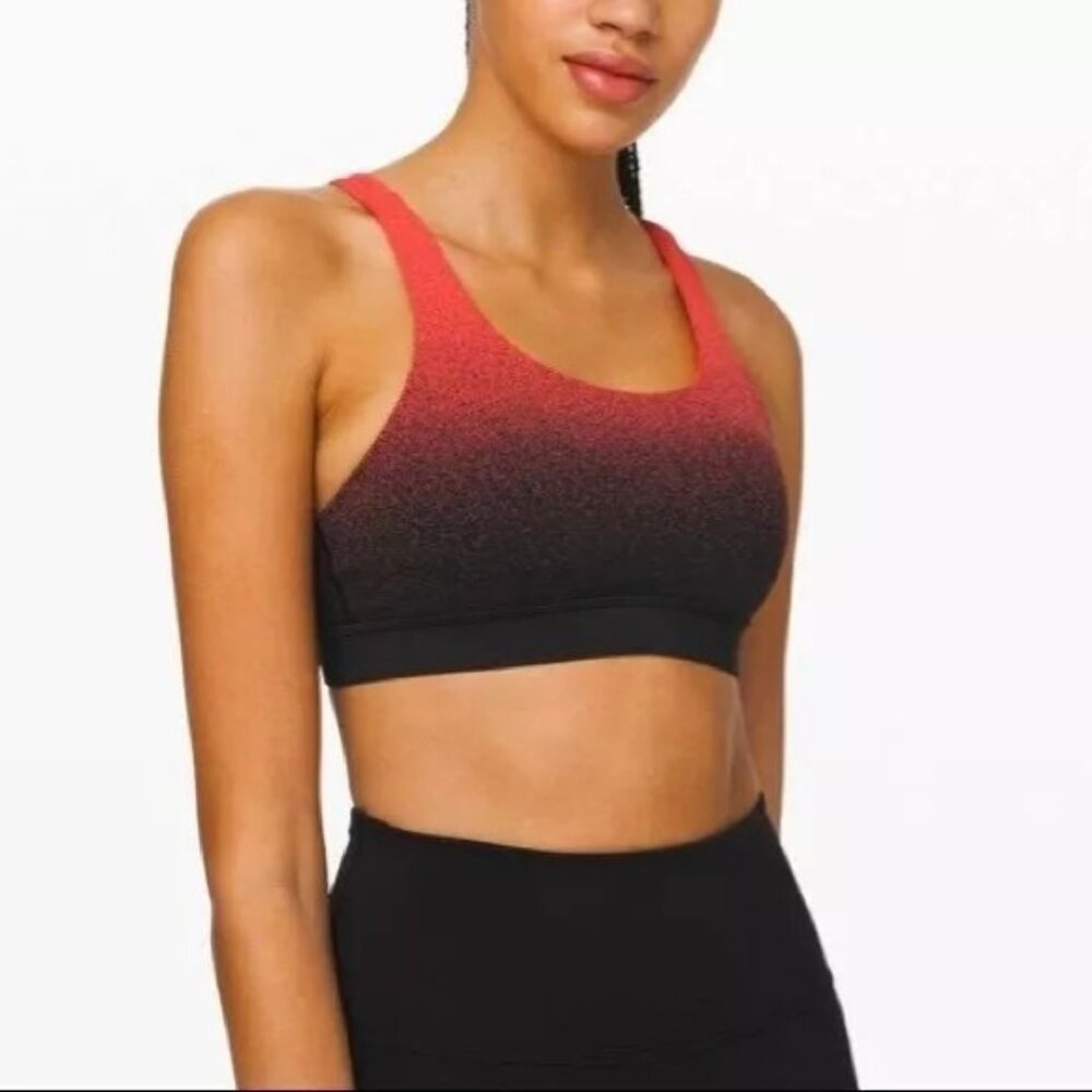 Lululemon Womens Red Black Ombre Strappy Sports Bra Size 6 EUC 7607